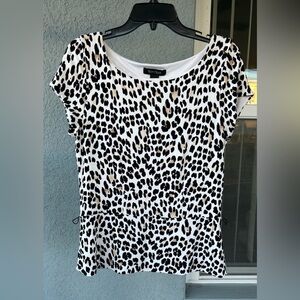 White House Black Market Leopard Print Stretchy Popover People Style Top M